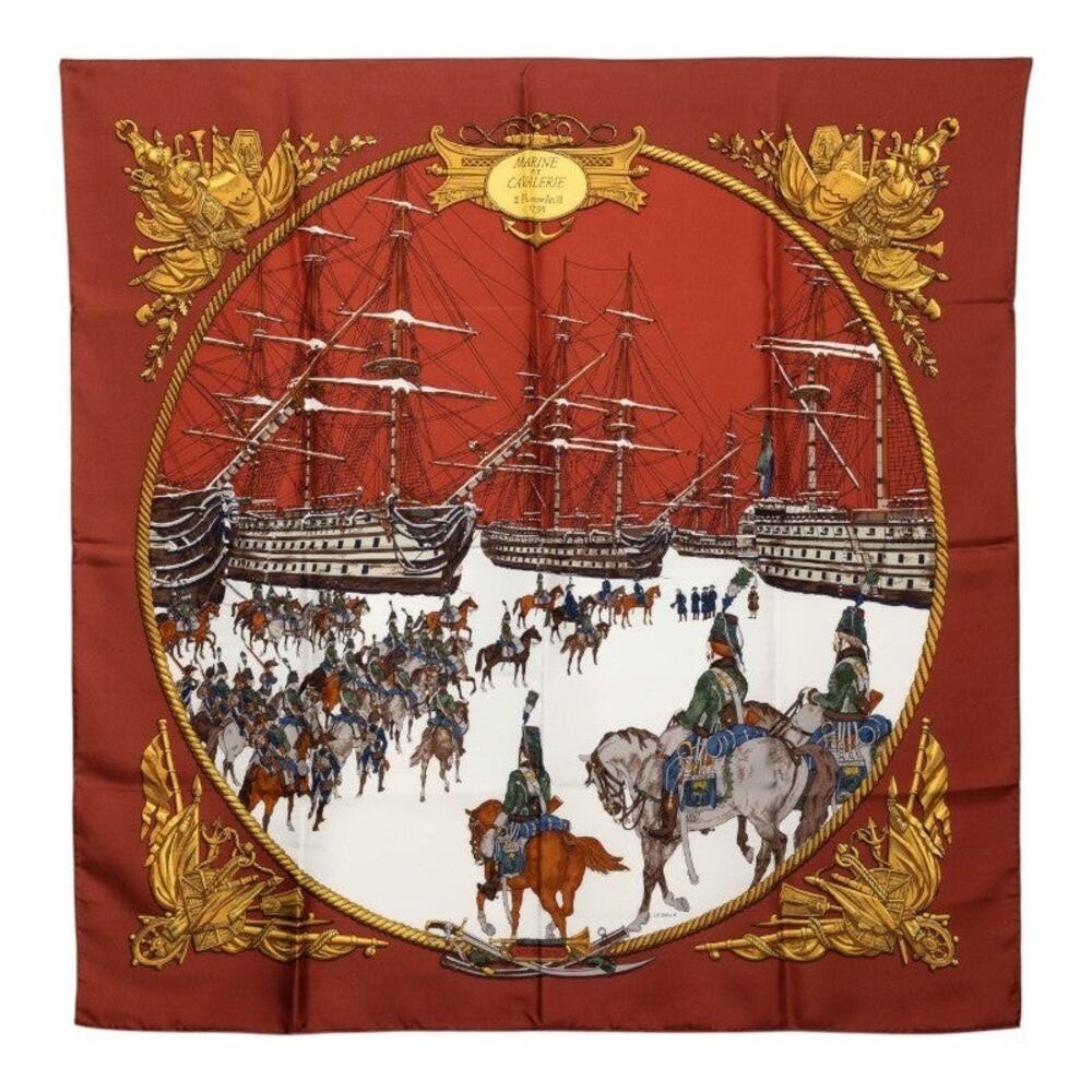 Hermes Carre 90 Marine et Cavalerie Scarf Multicolor